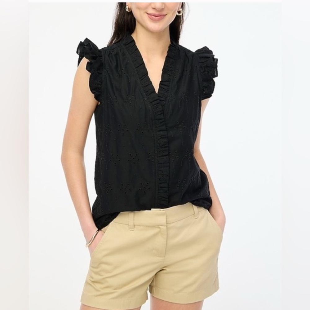 J.Crew sleeveless ruffle eyelet top